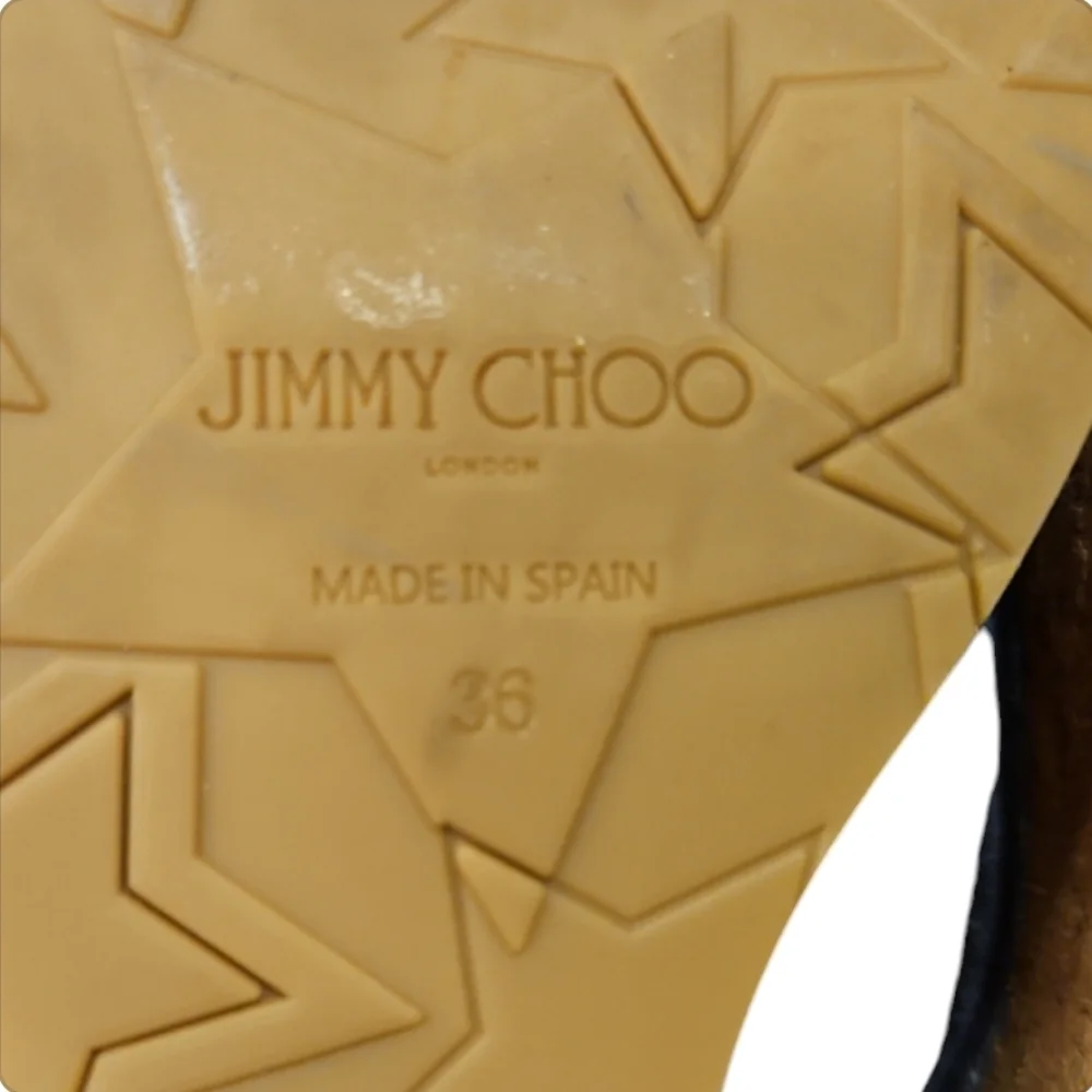 JIMMY CHOO | Wynwood 130 Blue Suede Strappy Platform Cork Wedge Sandals EU 36